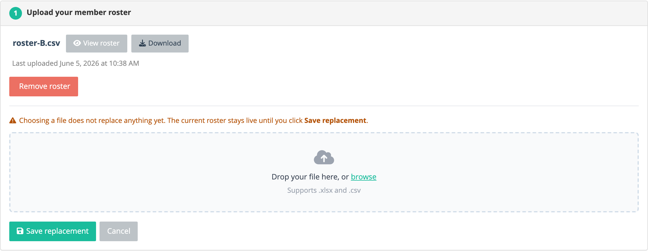 Replacing the live roster file with an updated version